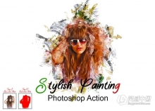 时尚炫彩绘画Photoshop动作 Stylish Painting Photoshop Action 附视频教程