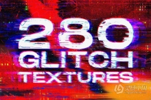 280种毛刺故障抖动失真噪点纹理合成特效叠加素材 280 Glitch Distortion textures