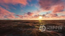视频素材 3D渲染海洋中日出整个变化过程场景视频素材下载
