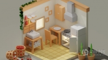 Blender卡通迷你等距厨房房间实例制作视频教程