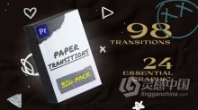 98组纸张过渡照片拼贴撕纸彩纸擦拭纸动画及包装纸标题PR模板下载 Paper Transitions