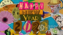 AE模板-活力有趣剪纸拼贴画元素混乱剪裁动画制作新年片头AE模板下载