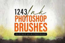 【PS笔刷】1240+中国风水墨画水墨笔触PS笔刷合集 1243 Ink Stroke Brushes for Photoshop