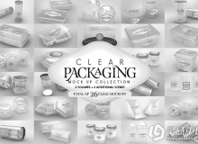 塑料包装盒玻璃容器PSD模型合集 Clear Packaging MockUp BUNDLE