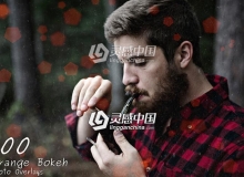 100张高清橙色散景光斑叠加合成背景素材 100 Orange Bokeh Overlays