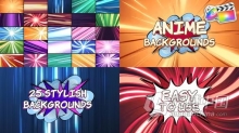 FCPX插件-25个彩色卡通动漫速度线背景循环动画 Anime Backgrounds