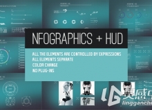 信息图标界面动画展示AE模板 Videohive Infographics + HUD