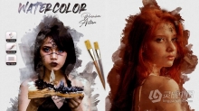 PS动作 水墨水彩画Photoshop动作 Watercolor Photoshop Action