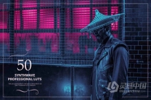 50个复古电音风格Synthwave LUTs独特电影级视频图片调色预设 50 Synthwave LUTs