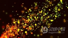 视频素材 飞行金色粒子火火花无缝循环动画背景视频素材下载