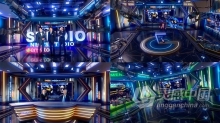 AE模板-3D虚拟工作室演播厅新闻主播台270°全景虚拟场景工程文件下载