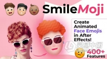 AE模板-50多个表情符号角色和唇形同步面部动画AE模板下载 SmileMoji - Emoji Face Rig