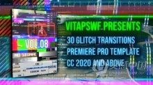 PR模板-30个故障过渡效果 Glitch Transitions Vol. 08