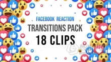 18组Facebook表情包动画Alpha通道透明视频转场过渡素材 Facebook Reaction Transitions - 18 Clips