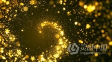 金色雪花散景动画闪光粒子旋转流动背景视频素材 Gold Christmas Background