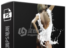 96款高清晰牛奶泼溅喷溅PS笔刷 Ron's Milk