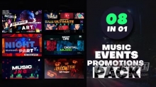 AE模板-音乐活动预告片时尚派对表演介绍开场白AE模板下载 Music Events Promotions Bundle Pack