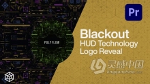 PR模板-发光线条霓虹灯全息电路板HUD技术标志显示 Blackout - HUD Technology Logo Reveal