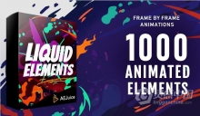 AE与PR模板-1000多个逐帧液体闪光效果元素包AE与PR模板下载+视频素材 Liquid Elements