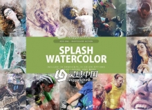 水彩泼溅广告海报特效PS动作 Splash Watercolor Action 附视频教程