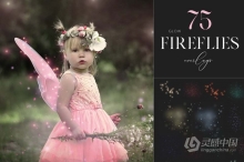 75张梦幻童话夜空萤火虫创意图片合成素材 75 Fireflies Overlays, Photoshop Overlay, Fairy Overlay