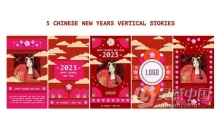 中国新年喜庆拜年祝福小视频动画AE模版 Chinese New Years Vertical Stories