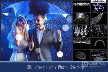 100张璀璨闪亮银色光斑粒子照片叠加合成素材 100 Silver Lights Photo Overlays