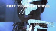 逼真的像素效果独特风格CRT转场过渡PR模板下载 CRT Transitions