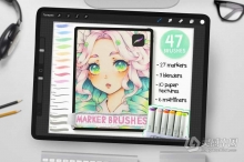 47支酷笔客灵感马克笔绘画Procreate笔刷 Copic inspired Marker Brush Set for Procreate