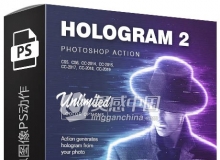 Cyberpunk风格全息图像PS动作 Hologram 2 - Photoshop Action 附视频教程