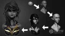ZBrush长发女性半身像雕刻实例制作流程视频教程