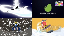 FCPX插件-卡通图形动画制作冬奥会体育比赛滑雪视频片头 Snowboard Logo Pack FCPX