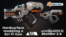 Blender科幻游戏激光枪硬表面建模完整制作视频教程 Hardsurface modeling a Sci-Fi Gun with HardOPS in Bl