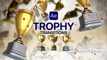 3D奖杯过渡银色和金色旋转奖杯转场动画加AE与PR模板下载 Trophy Transitions for After Effects