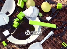 C4D碰撞流体打湿渲染工程文件 C4D材质