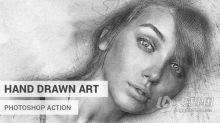 PS人像素描绘画艺术图像处理特效视频教程 Hand Drawn Art Photoshop Action