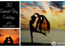30张4K高清晚霞日落天空云彩素材 30 Dramatic Sunset Sky Overlays