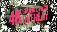 画笔涂鸦标记箭头表情符号定格动画叠加元素AE与PR模板 Grunge Pack Overlay 4K