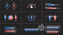 人口增长数据统计男女比例信息图表元素PR模板下载 People & Human Infographic