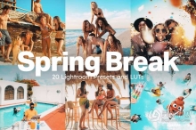 20款夏日海滩派对冲浪旅拍人像Lightroom预设电影调色LUT预设 20 Spring Break Lightroom Presets and LUTs