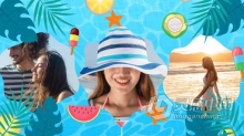 灿烂夏天海滩游泳池假期旅游介绍卡通视频宣传AE模板下载 Summer Holiday