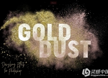 高清魅力玫瑰金粉末海报广告后期装饰素材 Gold Dust Glitter 附操作视频教程