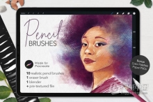 Procreate 5x和Apple Pen终极铅笔刷Procreate笔刷-彩色铅笔石墨纹理笔刷 Ultimate Pencil Brushes  Procr