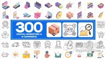 AE模板-300个电子商务数字营销主题图标动画AE模板下载 300 Icons Pack - Digital Marketing