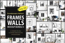 室内装饰墙壁相框框架PSD样机模型包 Frames & Walls Scandinavian Bundle-3