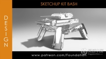 SketchUp与PS机甲坦克3D绘画制作流程视频教程 Foundation Art Group - SketchUp Kit Bash