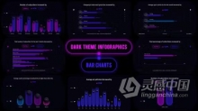 AE模板-8K深色主题信息图表条形图AE模板下载 Dark Theme Infographics Bar Charts