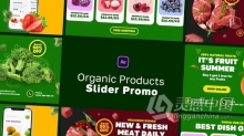 AE模板-鲜果蔬菜促销展示商场超市产品广告视频AE模板下载 Organic Products Slider Promo