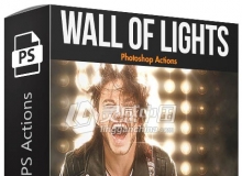 给人物和物体添加虚拟舞台效果PS动作 Wall of Lights – Photoshop Actions