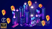 视频素材 卡通图形未来城市动画汽车驾驶定位动画4K背景视频素材下载